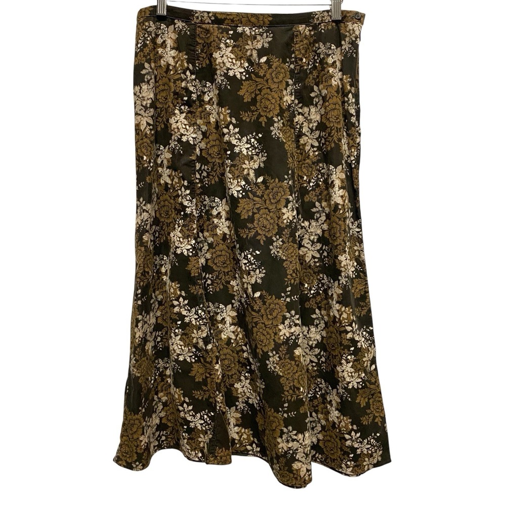 Corduroy Women Skirt Sz 10 Multicolor Floral A-line Modest Midi Forest Fairycore